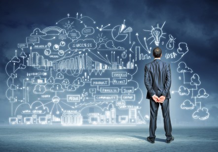 Businessman and business sketch